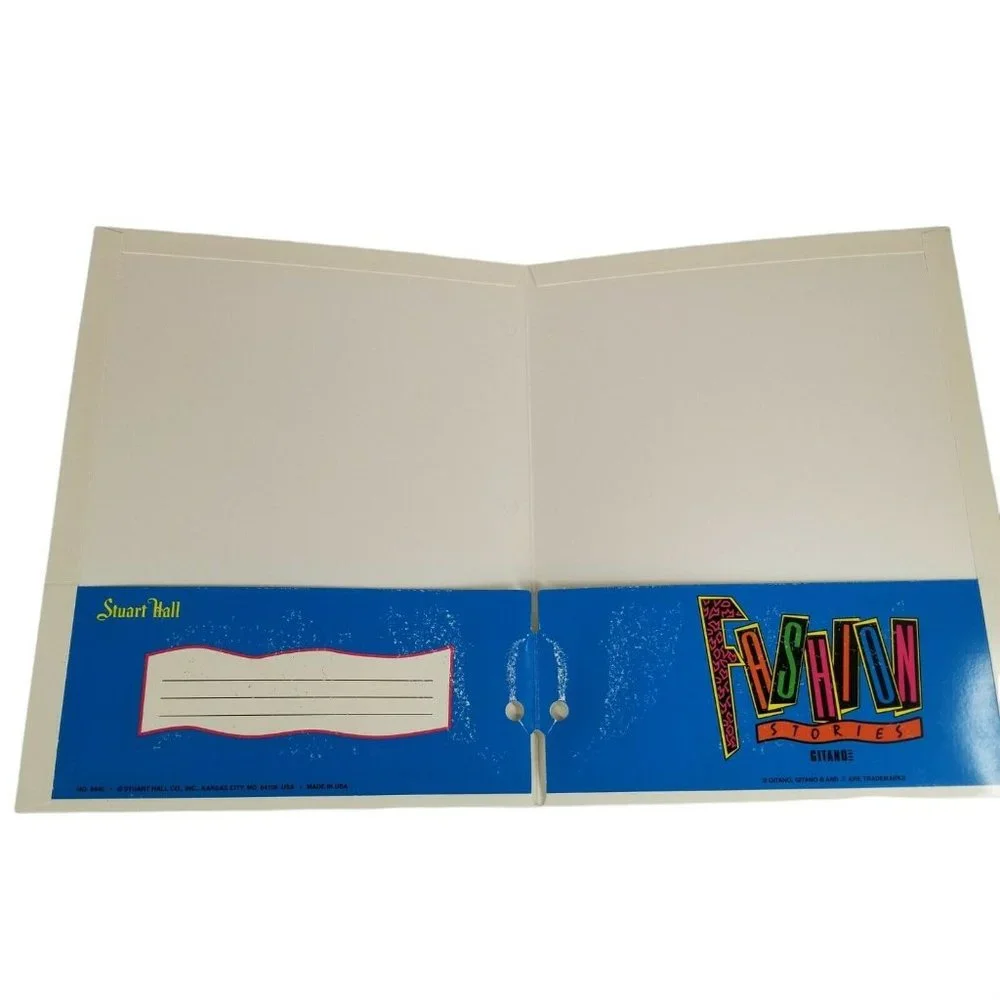 Vintage 80s GITANO Notebook Folder Lot of 2 Denim & Blues and Ears to the Street